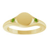 14K Yellow Engravable Natural Peridot Signet Ring