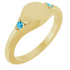 14K Yellow Engravable Natural Aquamarine Signet Ring