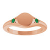 14K Rose Engravable Lab-Grown Emerald Signet Ring
