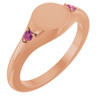 14K Rose Engravable Natural Pink Tourmaline Signet Ring