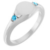Platinum Engravable Natural Aquamarine Signet Ring