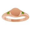 14K Rose Engravable Natural Peridot Signet Ring