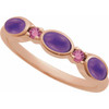 14K Rose Natural Amethyst & Natural Pink Tourmaline Stackable Ring