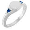 Platinum Engravable Natural Blue Sapphire Signet Ring