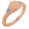 14K Rose Engravable Natural Aquamarine Signet Ring