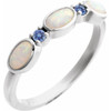 14K White Lab-Grown White Opal & Natural Tanzanite Stackable Ring