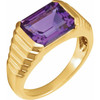 14K Yellow 8x6 mm Emerald Natural Amethyst Ring