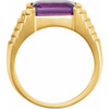 14K Yellow 8x6 mm Emerald Natural Amethyst Ring