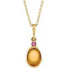 14K Yellow 5x3 mm Natural Citrine & Natural Pink Tourmaline 16-18" Necklace