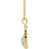14K Yellow 6x4 mm Lab-Grown White Opal & Natural London Blue Topaz 16-18" Necklace