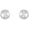 14K White .07 CTW Rose-Cut Natural Diamond Bezel-Set Earrings