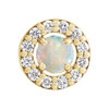 14 Karat Yellow Gold Cabochon Natural White Opal & .06 CTW Natural Diamond Halo-Style Pendant