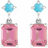 Sterling Silver Natural Pink Tourmaline & Natural Turquoise Earrings