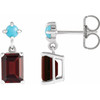 Platinum Natural Mozambique Garnet & Natural Turquoise Earrings