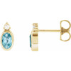 14K Yellow 5x3 mm Natural Blue Zircon & .03 CTW Natural Diamond Earrings