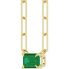 14 Karat Yellow Gold 6x4 mm Natural Emerald Solitaire 16" Necklace