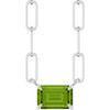 14K White 6x4 mm Natural Peridot Solitaire 18" Necklace 