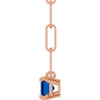 14K Rose 6x4 mm Lab-Grown Blue Sapphire Solitaire 18" Necklace 