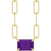 14K Yellow 6x4 mm Natural Amethyst Solitaire 18" Necklace 