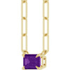 14 Karat Yellow Gold 6x4 mm Natural Amethyst Solitaire 18" Necklace