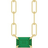 14K Yellow 6x4 mm Natural Emerald Solitaire 18" Necklace 