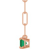 14K Rose 6x4 mm Natural Emerald Solitaire 18" Necklace 