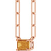 14K Rose 6x4 mm Natural Citrine Solitaire 18" Necklace 