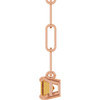 14K Rose 6x4 mm Natural Citrine Solitaire 18" Necklace 