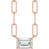 14K Rose 5/8 CT Lab-Grown Diamond Solitaire 16" Necklace