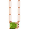 14K Rose 6x4 mm Natural Peridot Solitaire 18" Necklace 