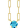 14K Yellow Natural Blue Zircon 16" Necklace