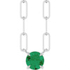 14K White Natural Emerald 16" Necklace