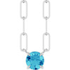 14K White Natural Blue Zircon 16" Necklace