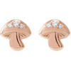 14K Rose .05 CTW Natural Diamond Mushroom Earrings