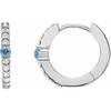 14K White Natural Aquamarine & 1/8 CTW Natural Diamond 13.6 mm Hoop Earring