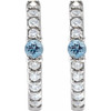 14K White Natural Aquamarine & 1/8 CTW Natural Diamond 13.6 mm Hoop Earring