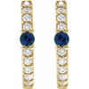 14 Karat Yellow Gold Lab-Grown Blue Sapphire & 1/8 CTW Natural Diamond 13.6 mm Hoop Earring