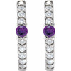 Sterling Silver Natural Amethyst & 1/8 CTW Natural Diamond 13.6 mm Hoop Earring