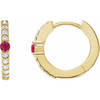14 Karat Yellow Gold Lab-Grown Ruby & 1/8 CTW Natural Diamond 13.6 mm Hoop Earring