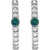 14K White Lab-Grown Alexandrite & 1/8 CTW Natural Diamond 13.6 mm Hoop Earring