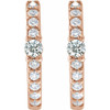 14K Rose Natural White Sapphire & 1/8 CTW Natural Diamond 13.6 mm Hoop Earring