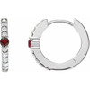Platinum Natural Mozambique Garnet & 1/8 CTW Natural Diamond 13.6 mm Hoop Earring