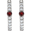Platinum Natural Mozambique Garnet & 1/8 CTW Natural Diamond 13.6 mm Hoop Earring