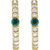 14K Yellow Lab-Grown Emerald & 1/8 CTW Natural Diamond 13.6 mm Hoop Earring