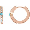 14K Rose Natural Blue Zircon & 1/8 CTW Natural Diamond 13.6 mm Hoop Earring