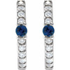 Sterling Silver Lab-Grown Blue Sapphire & 1/8 CTW Natural Diamond 13.6 mm Hoop Earring