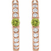 14K Rose Natural Peridot & 1/8 CTW Natural Diamond 13.6 mm Hoop Earring