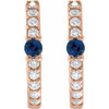 14K Rose Lab-Grown Blue Sapphire & 1/8 CTW Natural Diamond 13.6 mm Hoop Earring