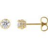 14K Yellow 3/4 CTW Natural Diamond Hidden Halo Earrings