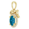 14K Yellow Natural London Blue Topaz & .08 CTW Natural Diamond Bow Pendant